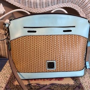 Dooney and Bourke Crossbody Handbag in Aqua and Tan